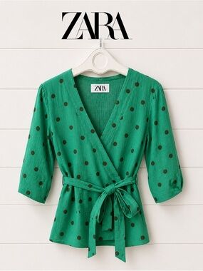 ZARA Green Polka Dot Tunic – Size M